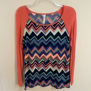 Emerald Chevron Long Sleeve Top - Orange and Multicolor Women’s Size M